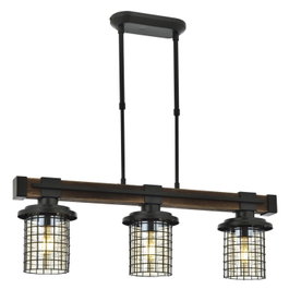 Opviq AV-4216-3EY Lámpara de Araña Negro y Roble